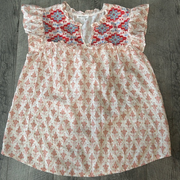 Anthropologie Tops - Anthropologie Pink and Red Embroidered Blouse